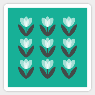 Tulip Field in Teal Green by Suzie London Sticker